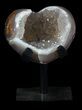 Agate Heart With Crystal Pocket - With Metal Stand #62814-1
